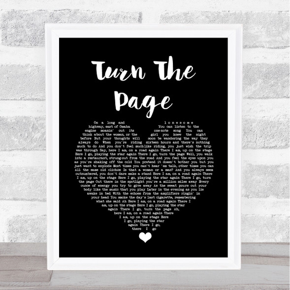 Bob Seger Turn The Page Black Heart Song Lyric Wall Art Print