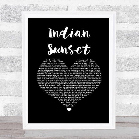 Elton John Indian Sunset Black Heart Song Lyric Wall Art Print