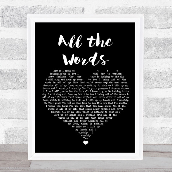 Kutless All the Words Black Heart Song Lyric Wall Art Print