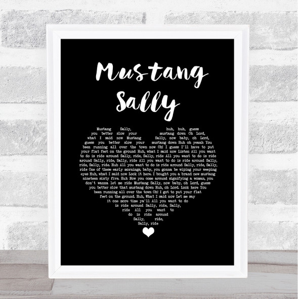 The Commitments Mustang Sally Black Heart Song Lyric Wall Art Print