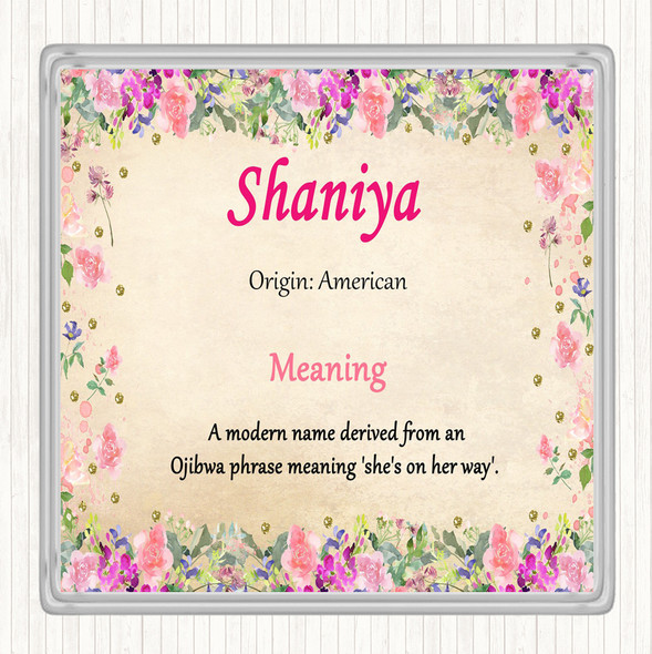 Shaniya Name Meaning Coaster Floral