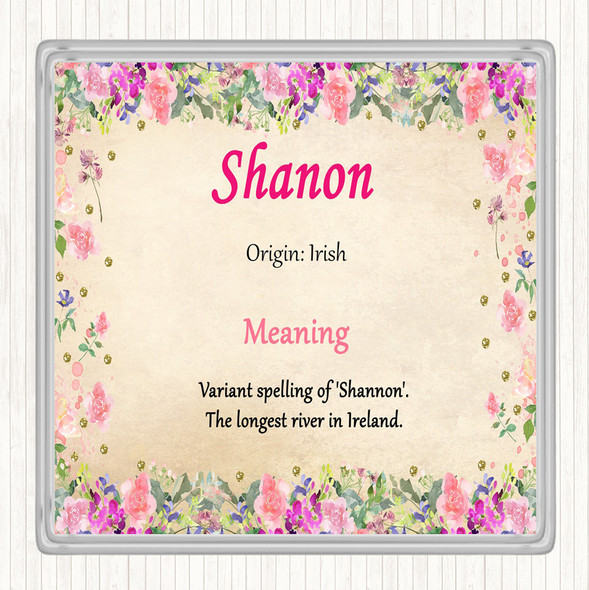 Shanon Name Meaning Coaster Floral
