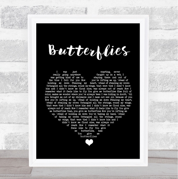 Kacey Musgraves Butterflies Black Heart Song Lyric Wall Art Print