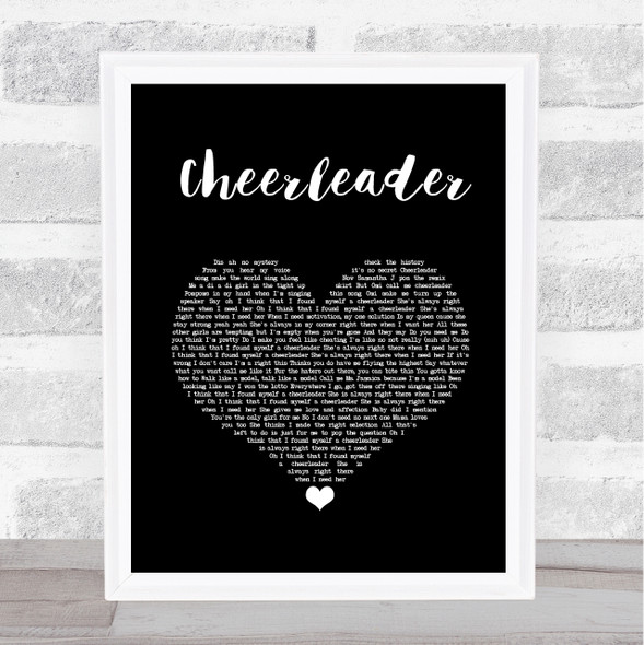 OMI Cheerleader Black Heart Song Lyric Wall Art Print