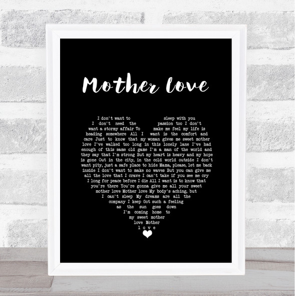 Queen Mother Love Black Heart Song Lyric Wall Art Print