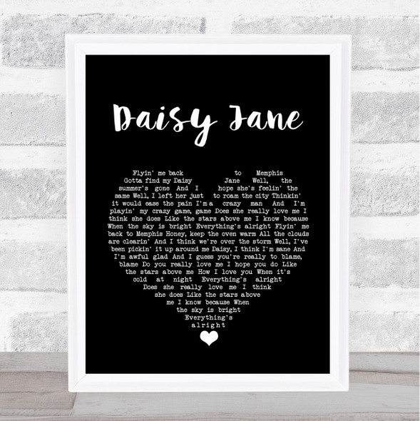America Daisy Jane Black Heart Song Lyric Wall Art Print