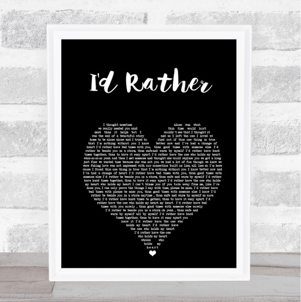 Luther Vandross I'd Rather Black Heart Song Lyric Wall Art Print