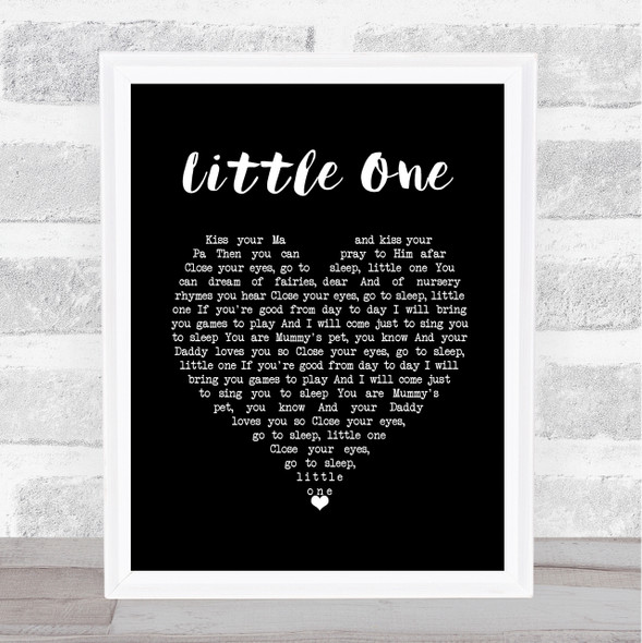 R. Hulme Little One Black Heart Song Lyric Wall Art Print