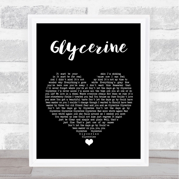 Bush Glycerine Black Heart Song Lyric Wall Art Print