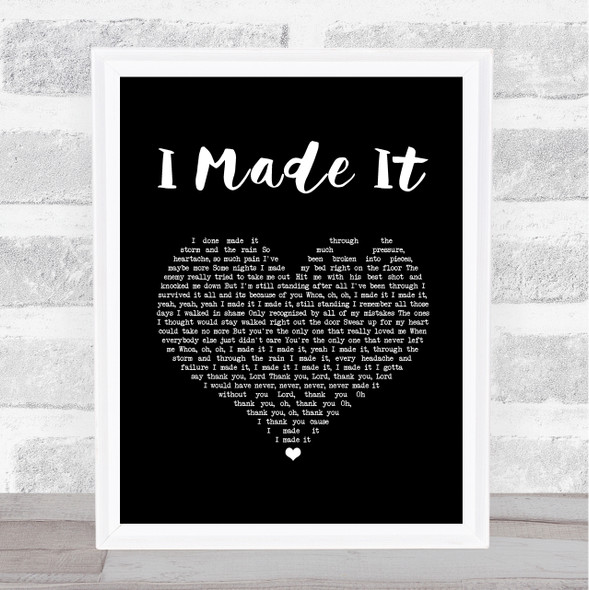 Fantasia Barrino I Made It Black Heart Song Lyric Wall Art Print