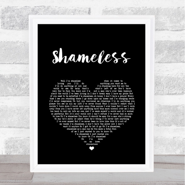 Garth Brooks Shameless Black Heart Song Lyric Wall Art Print