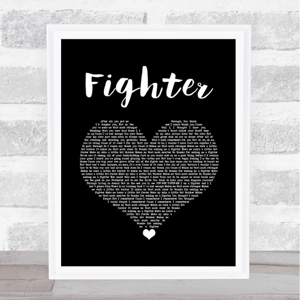 Christina Aguilera Fighter Black Heart Song Lyric Wall Art Print