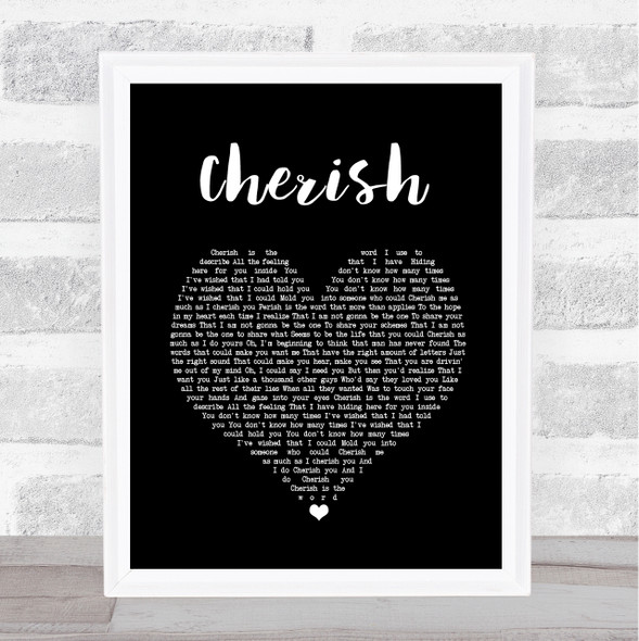 The Association Cherish Black Heart Song Lyric Wall Art Print