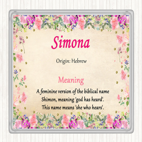 Simona Name Meaning Coaster Floral