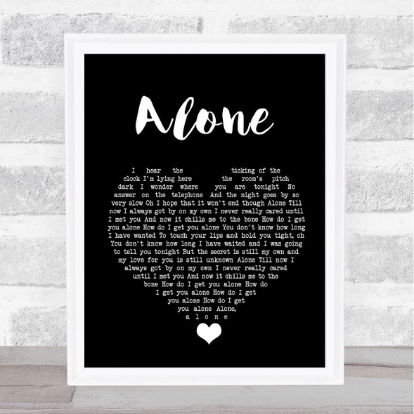Heart Alone Black Heart Song Lyric Wall Art Print