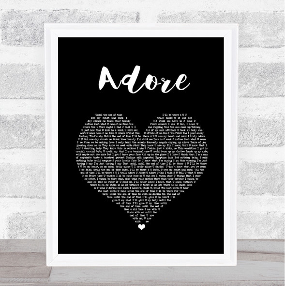 Prince Adore Black Heart Song Lyric Wall Art Print