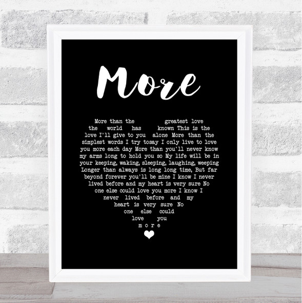 Andy Williams More Black Heart Song Lyric Wall Art Print