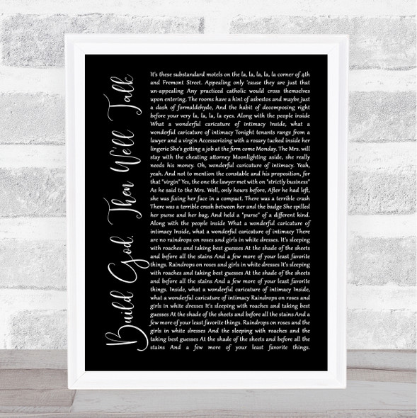 Panic! At The Disco Build God, Then We'll Talk Black Script Song Lyric Wall Art Print