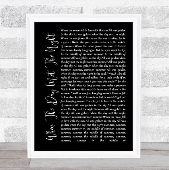 Panic! At The Disco When The Day Met The Night Black Script Song Lyric Wall Art Print