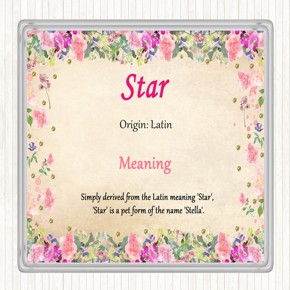 Star Name Meaning Coaster Floral