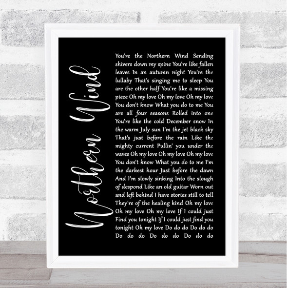 City And Colour Northern Wind Black Script Song Lyric Wall Art Print