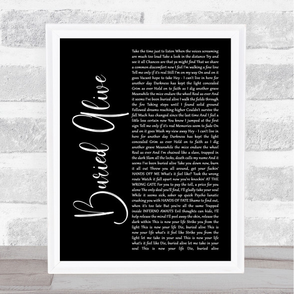 Avenged Sevenfold Buried Alive Black Script Song Lyric Wall Art Print