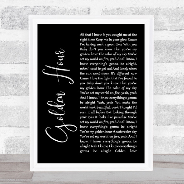 Kacey Musgraves Golden Hour Black Script Song Lyric Wall Art Print