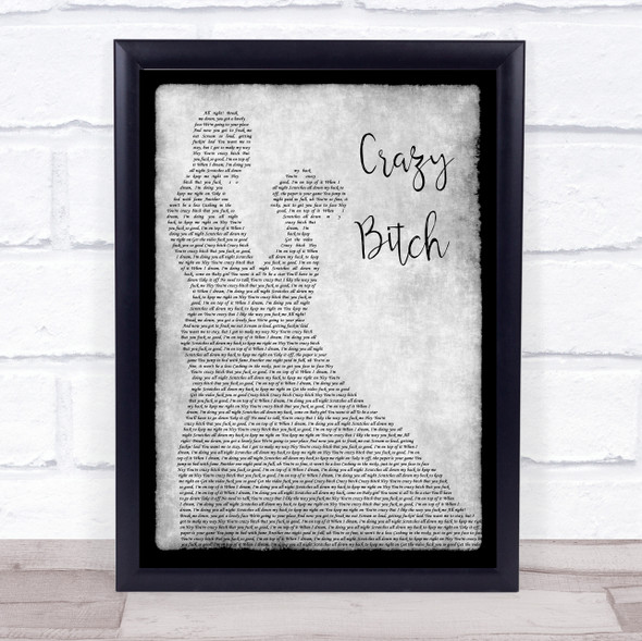Buckcherry Crazy Bitch Grey Man Lady Dancing Song Lyric Wall Art Print