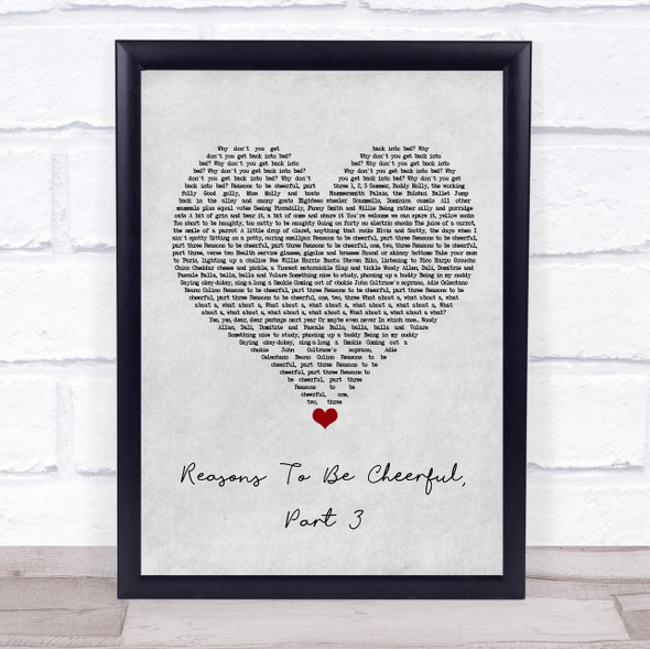 Ian Dury & The Blockheads Reasons To Be Cheerful, Part 3 Grey Heart Song Lyric Wall Art Print