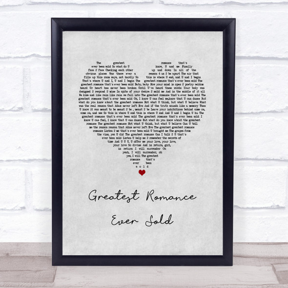 Prince The Greatest Romance Ever Sold Grey Heart Song Lyric Wall Art Print