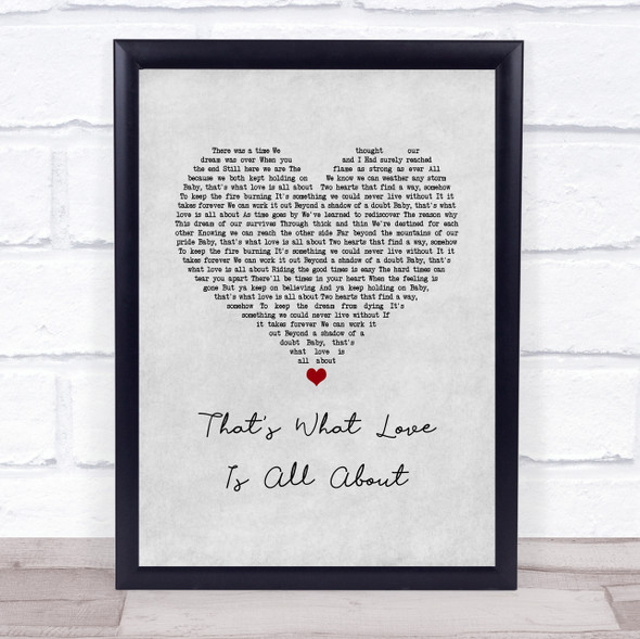 Michael Bolton That's What Love Is All About Grey Heart Song Lyric Wall Art Print