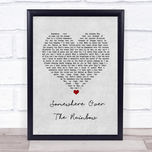 Israel Kamakawiwo'ole Somewhere Over The Rainbow Grey Heart Song Lyric Wall Art Print