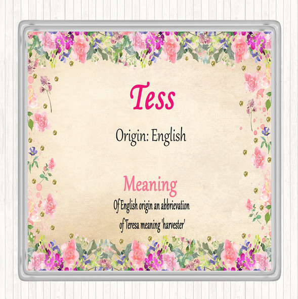 Tess Name Meaning Coaster Floral