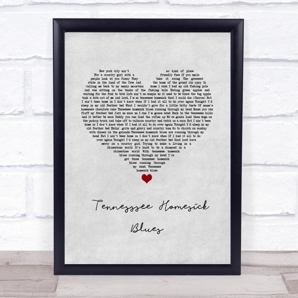 Dolly Parton Tennesssee Homesick Blues Grey Heart Song Lyric Wall Art Print