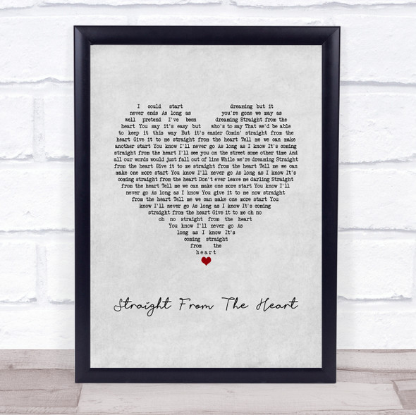 Bryan Adams Straight From The Heart Grey Heart Song Lyric Wall Art Print