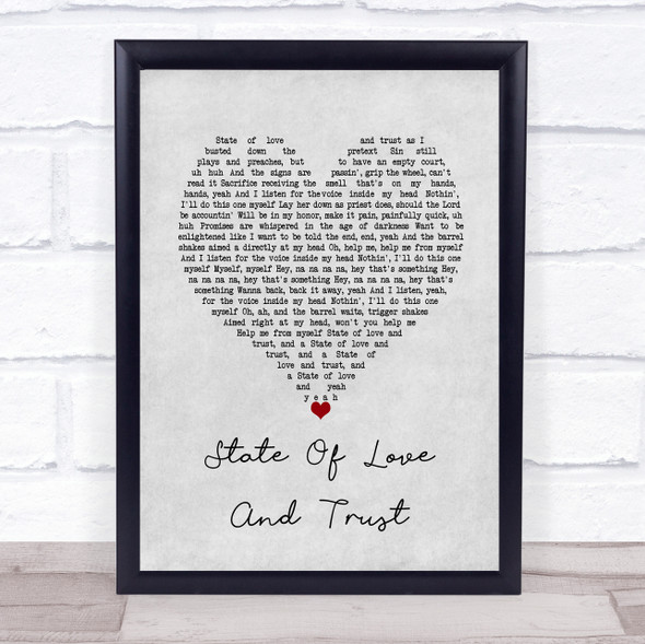 Pearl Jam State Of Love And Trust Grey Heart Song Lyric Wall Art Print