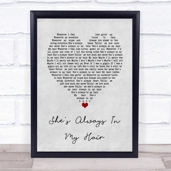 Prince and The Revolution She's Always In My Hair Grey Heart Song Lyric Wall Art Print
