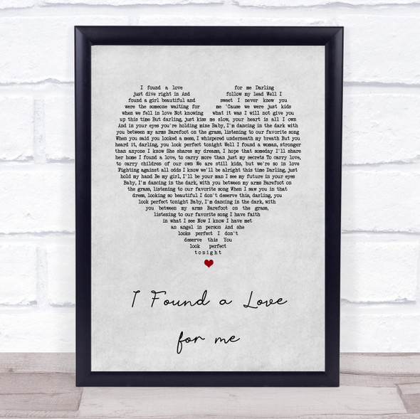 Ed Sheeran I Found a Love for me Grey Heart Song Lyric Wall Art Print