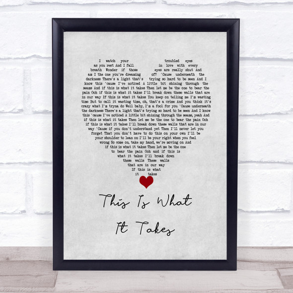 Shawn Mendes This Is What It Takes Grey Heart Song Lyric Wall Art Print