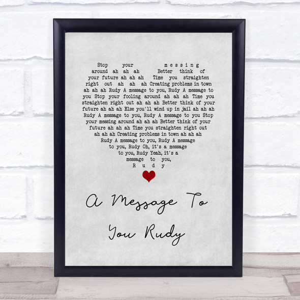 The Specials A Message To You Rudy Grey Heart Song Lyric Wall Art Print