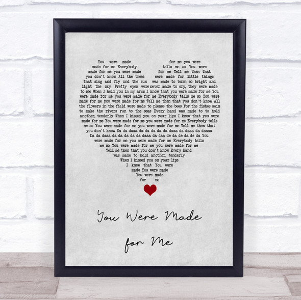 Freddie And The Dreamers You Were Made for Me Grey Heart Song Lyric Wall Art Print