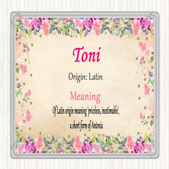 Toni Name Meaning Coaster Floral