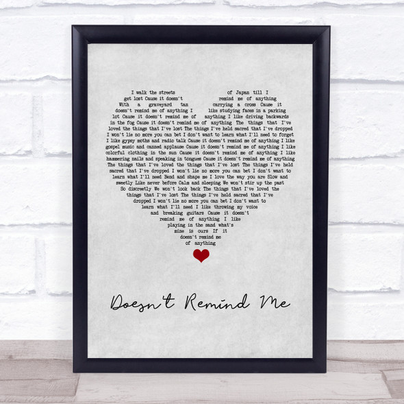 Audioslave Doesn't Remind Me Grey Heart Song Lyric Wall Art Print