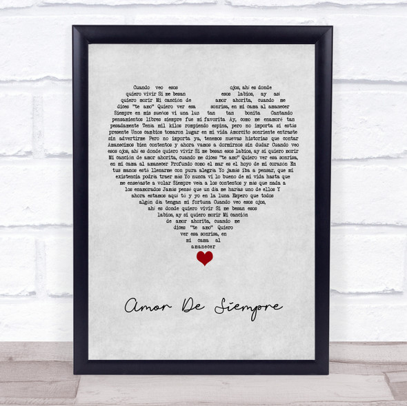 Cuco Amor De Siempre Grey Heart Song Lyric Wall Art Print