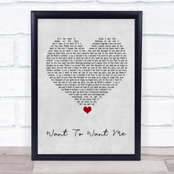Jason Derulo Want To Want Me Grey Heart Song Lyric Wall Art Print