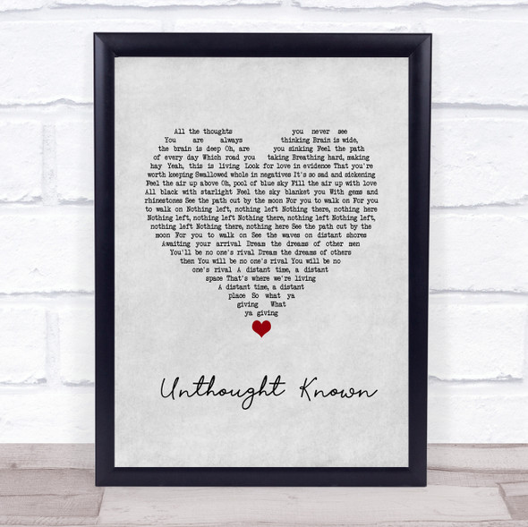 Pearl Jam Unthought Known Grey Heart Song Lyric Wall Art Print