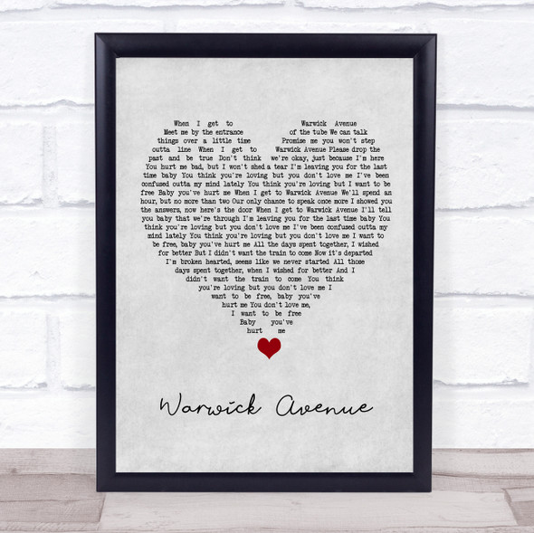 Duffy Warwick Avenue Grey Heart Song Lyric Wall Art Print