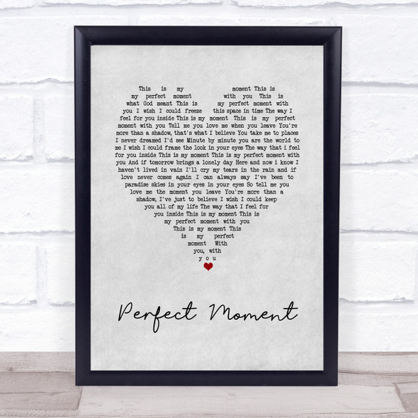 Martine McCutcheon Perfect Moment Grey Heart Song Lyric Wall Art Print