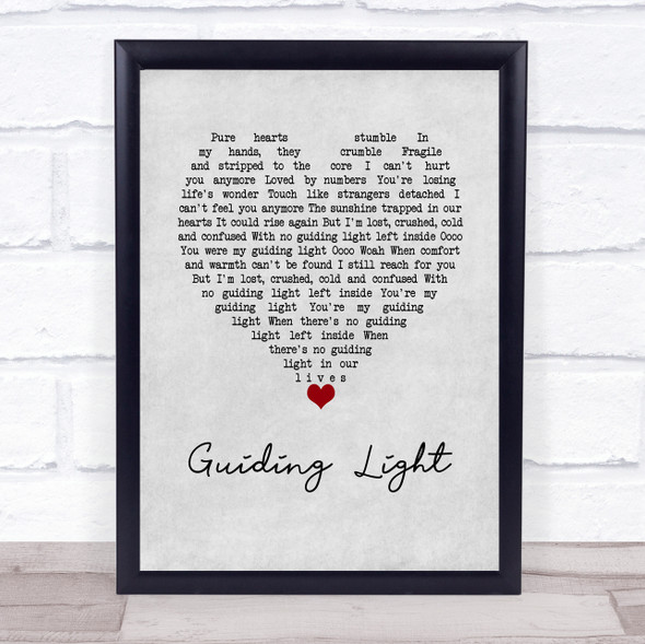 Muse Guiding Light Grey Heart Song Lyric Wall Art Print