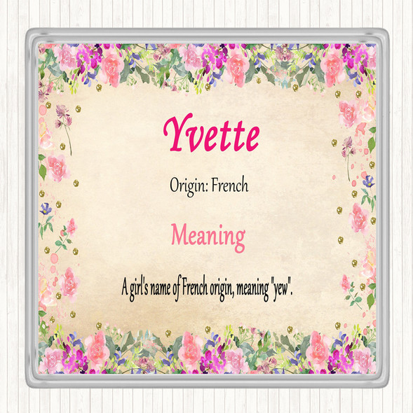 Yvette Name Meaning Coaster Floral